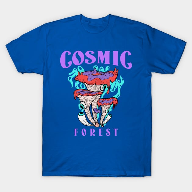 Cosmic Forest Trippy Mushrooms Shrooms Psychedelic T-Shirt by Tip Top Tee's